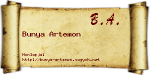 Bunya Artemon névjegykártya